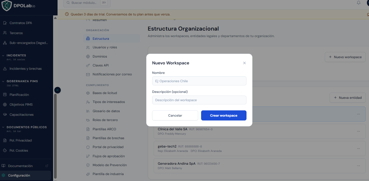 Crear nuevo workspace
