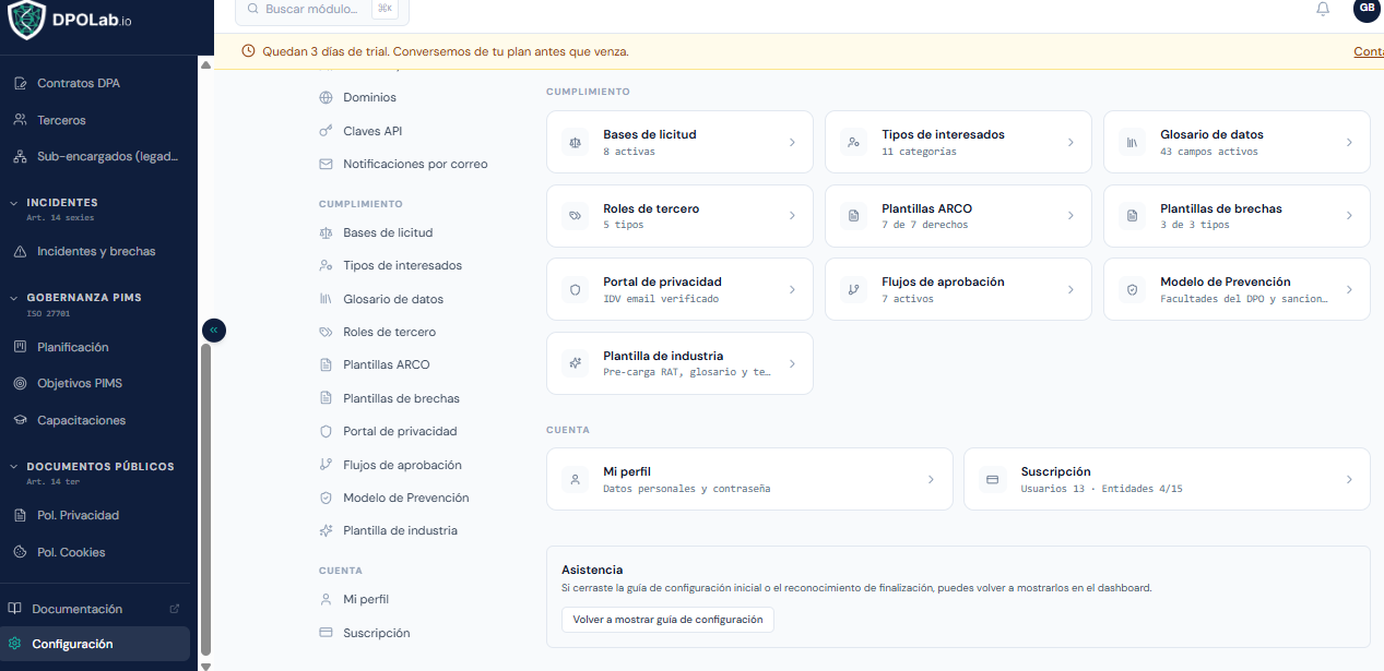 Resumen de Configuración — segunda parte