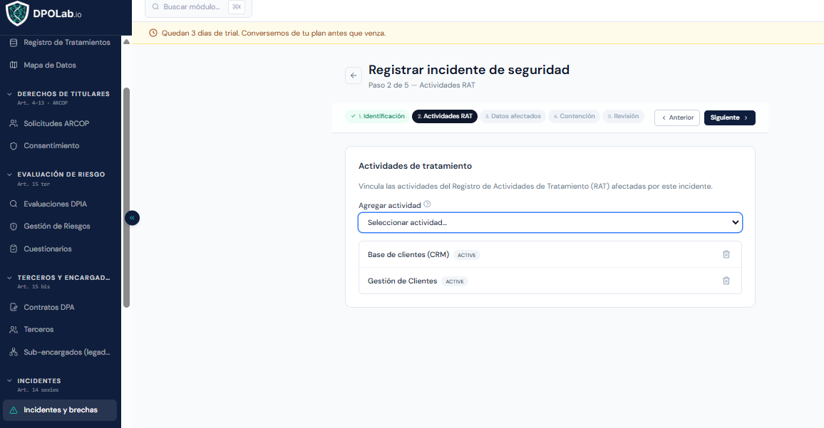 Paso — Actividades RAT afectadas